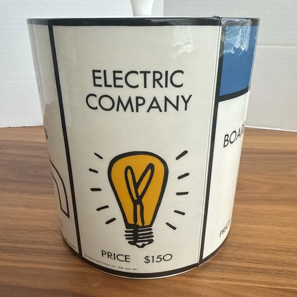 Vintage Monopoly Retro Ice Bucket With Lid -Park Place, Luxury Tax, Collectible